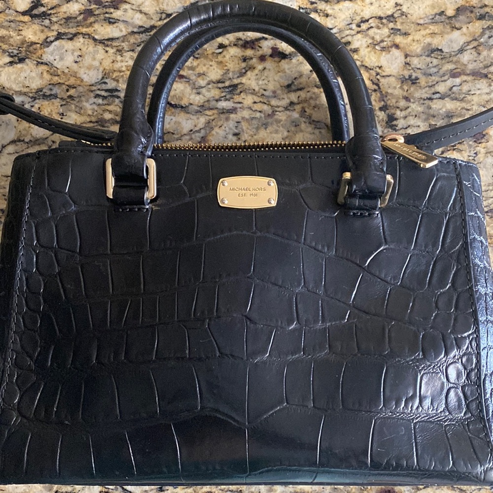 Michael Kors black leather croc style vintage purse